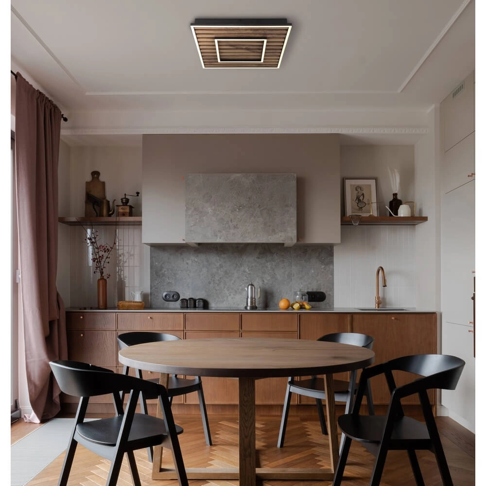 Plafonnier Woody noir avec carré de bois 30cm Globo 9007371507573