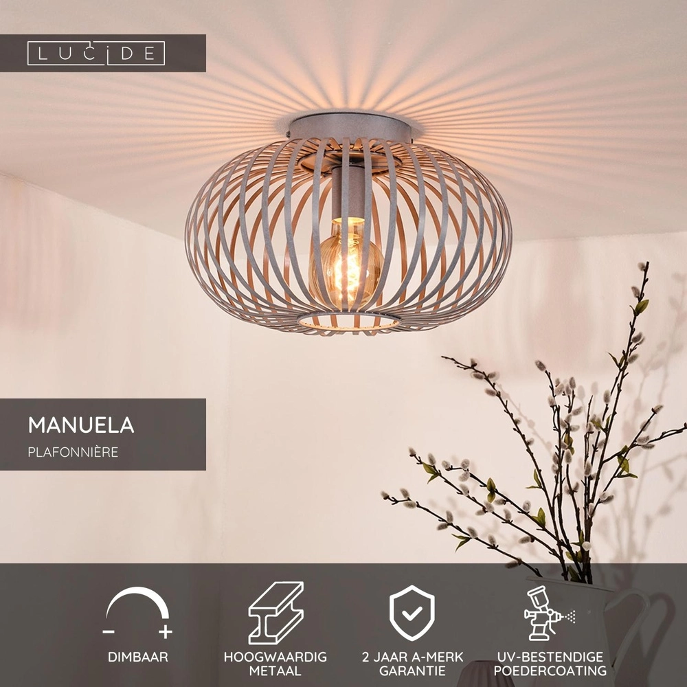 Lampe de plafond Manuela Ø 39,5 cm gris Lucide 5411212782588