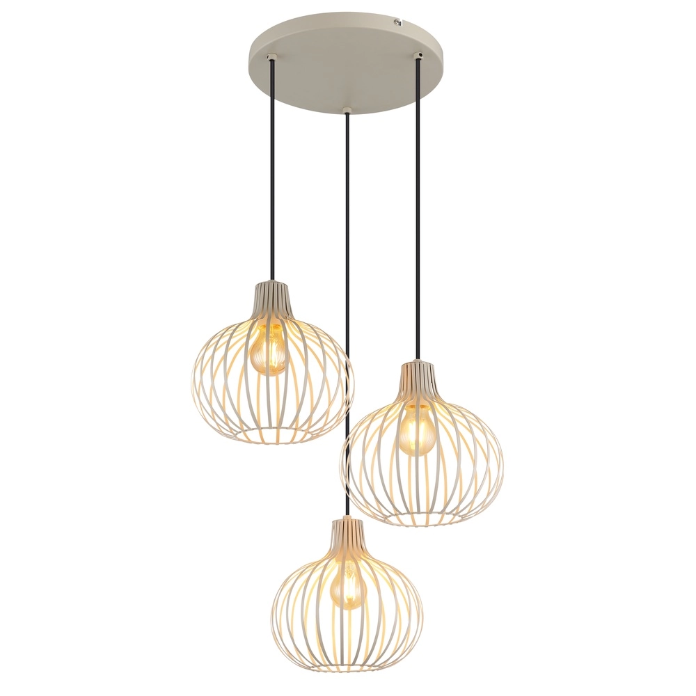 Lampe pendante de conception Mateo Crème ronde à 3 lumières