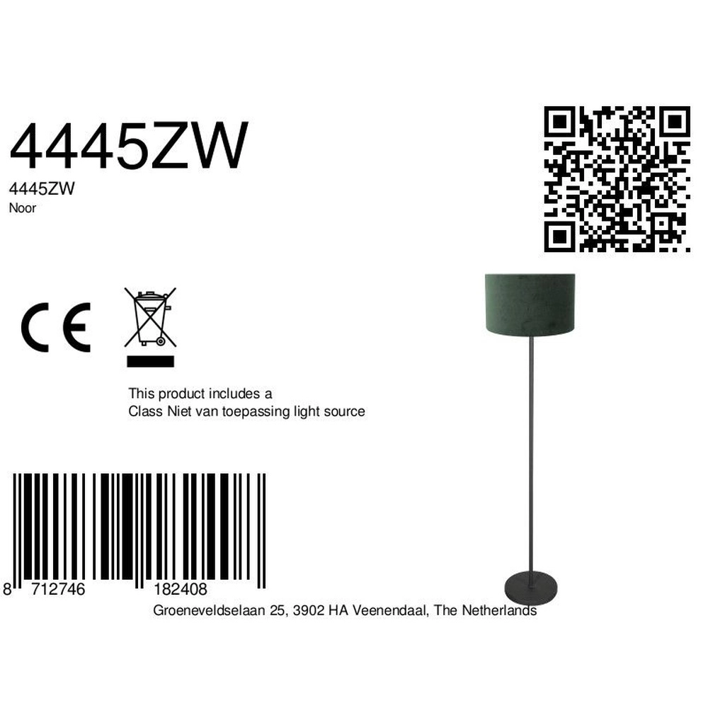 Lampadaire noir Noor avec capot vert Steinhauer 8712746182408