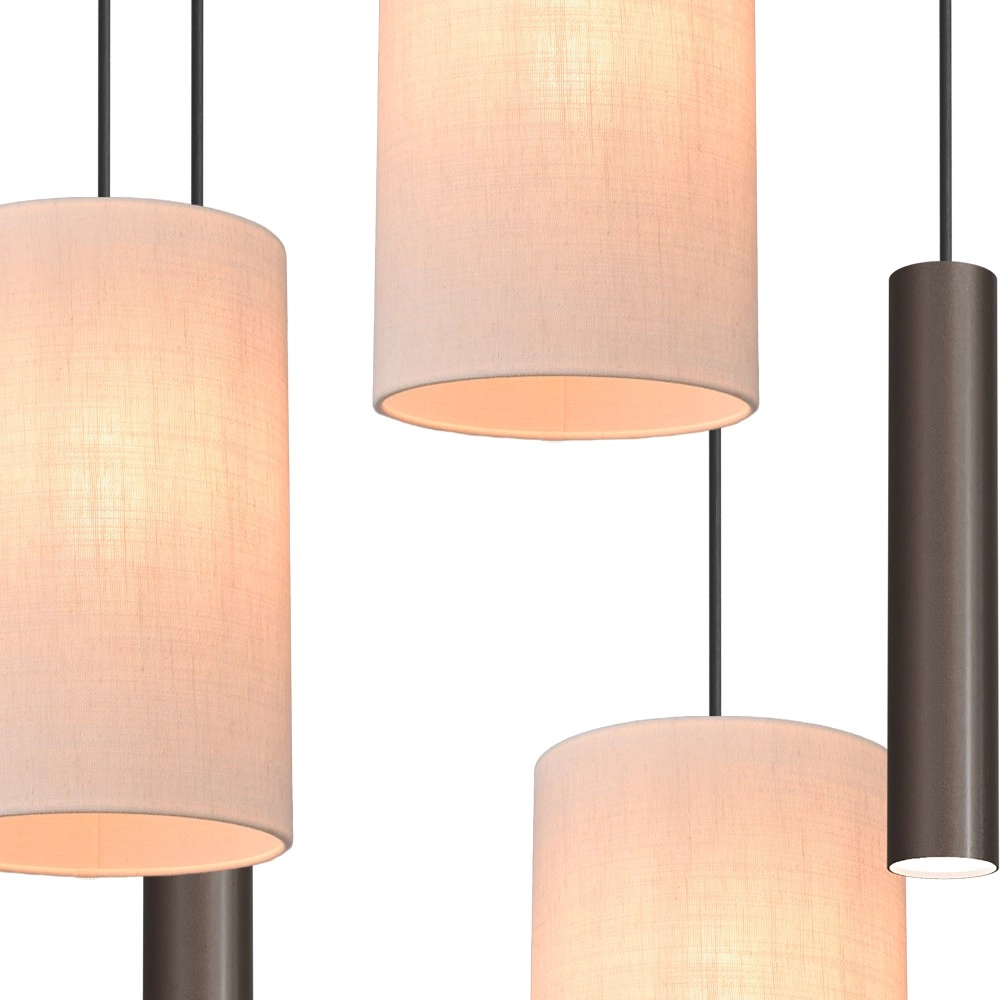 Lampe suspendue à 5 lumières Lisbourg Cacao avec un chapeau blanc foncé Masterlight