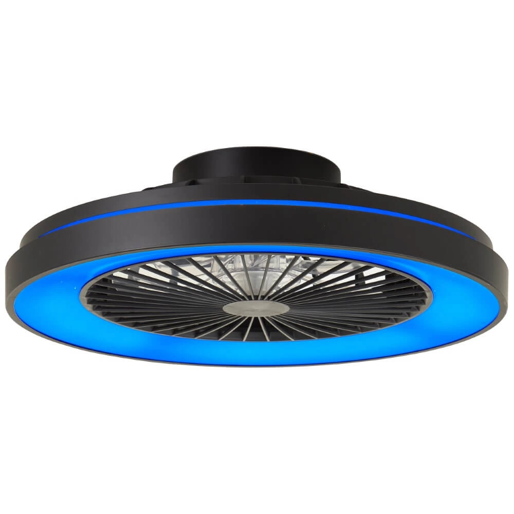 Ventilateur de plafond noir Mazzaro avec lampe RGB - 48cm Brilliant 4004353428449