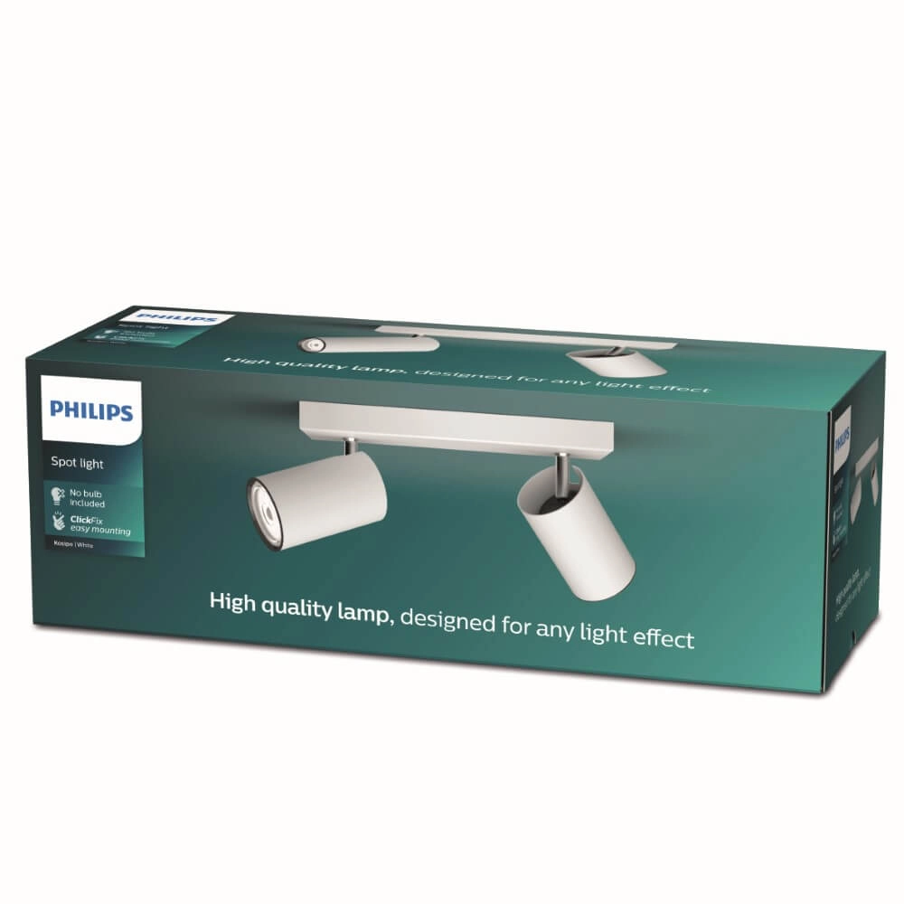 Spot de plafond blanc Kosipo 2 lumières Philips 8719514435230