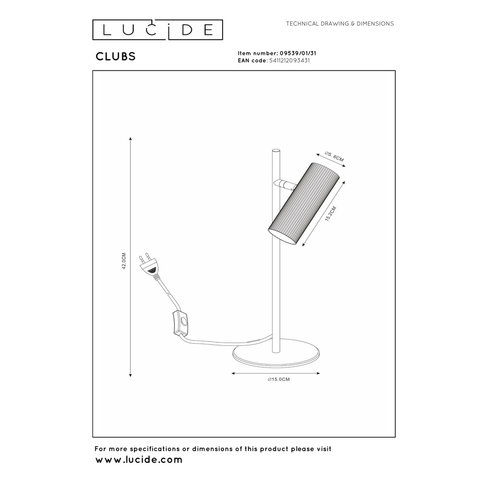 Lampe de bureau Clubs Blanc Lucide 5411212093431