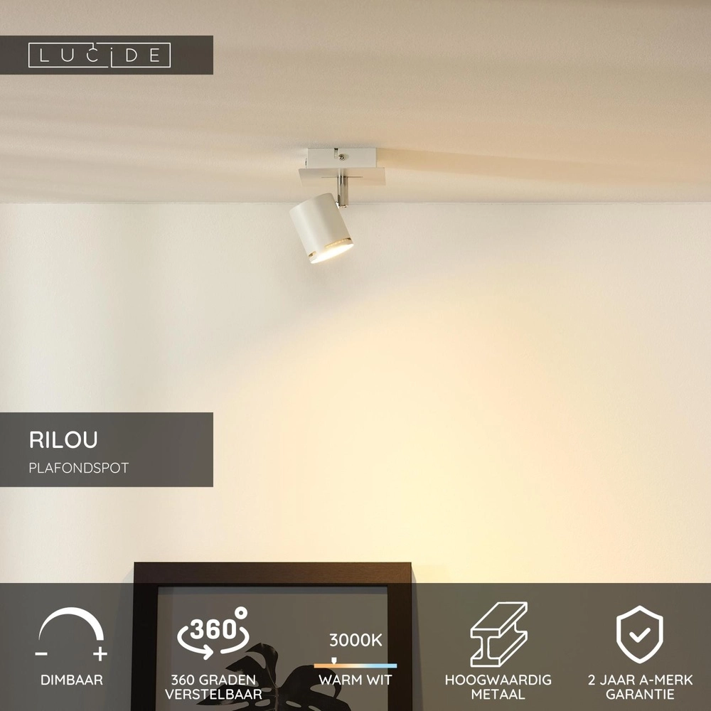 Projecteur de plafond Rilou Blanc dimmable Lucide 5411212261960