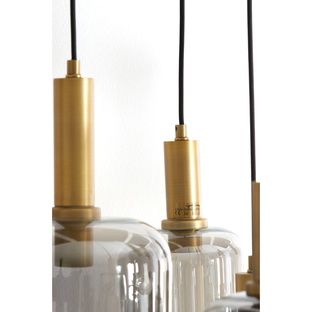 Lampe pendante Vide Lekar 9x E27 - laiton avec verre fumé Light & Living 8717807604592