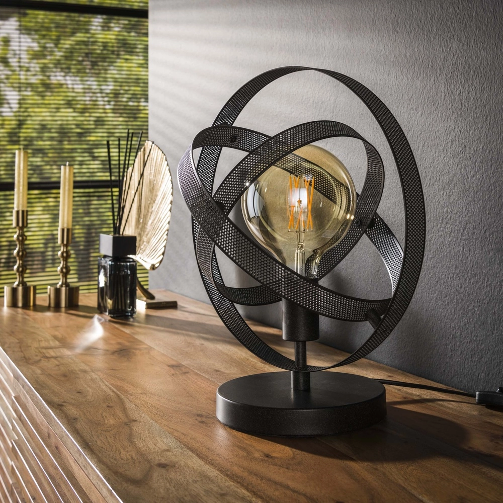 Lampe de table à sphère noire Cosmos Ø 28cm Lyora 8716803513396