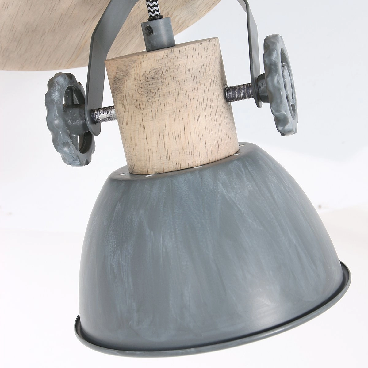 Plafonnier industriel Gearwood Gris vintage à 3 lumières avec bois Steinhauer 8712746135404