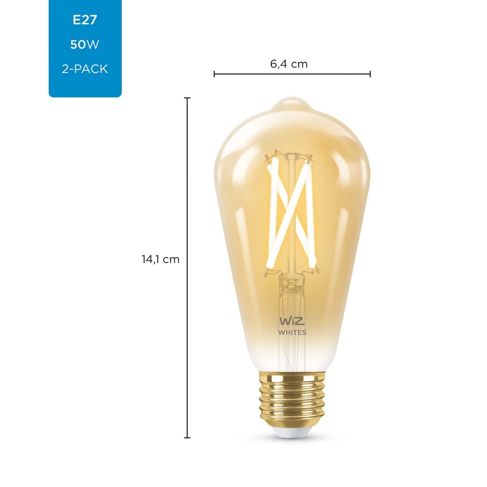 Ensemble d'ampoules de lampe goldline WiZ - 2x 6,7W - E27 - Led Philips 8719514551077