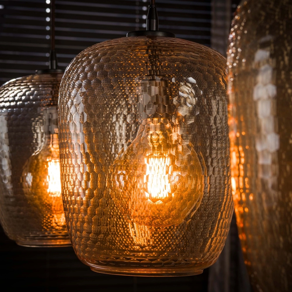 Lampe pendante à 3 lampes Python Verre ambré Lyora 8716803514997