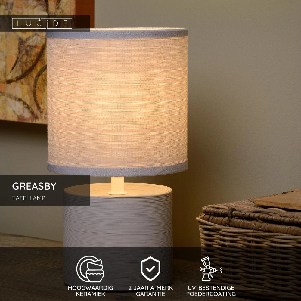 Lampe de table grise Greasby Ø 14cm Lucide 5411212470102