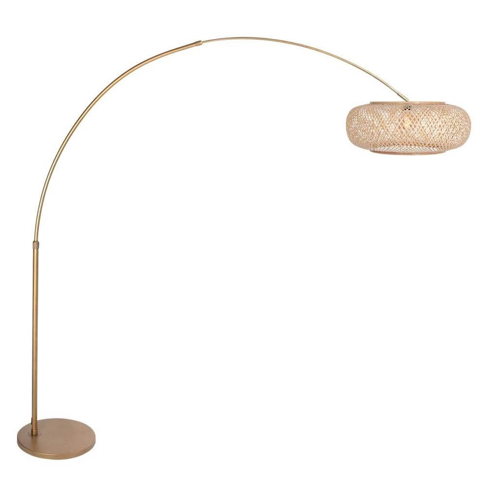 Lampe à arc Sparkled Light bronze avec abat-jour en bambou Ø 45cm Lampe à arc Sparkled Light bronze avec abat-jour en bambou Ø 45cm