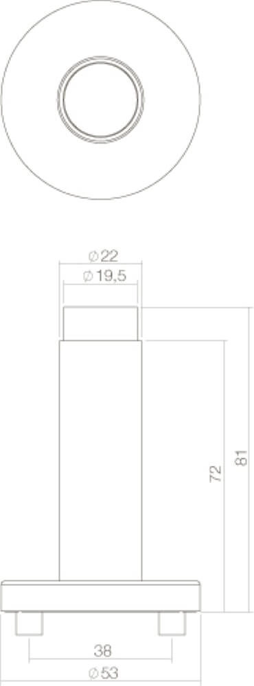 Butoir Stelo paroi avec rosace en acier inoxydable Intersteel 8714186053461