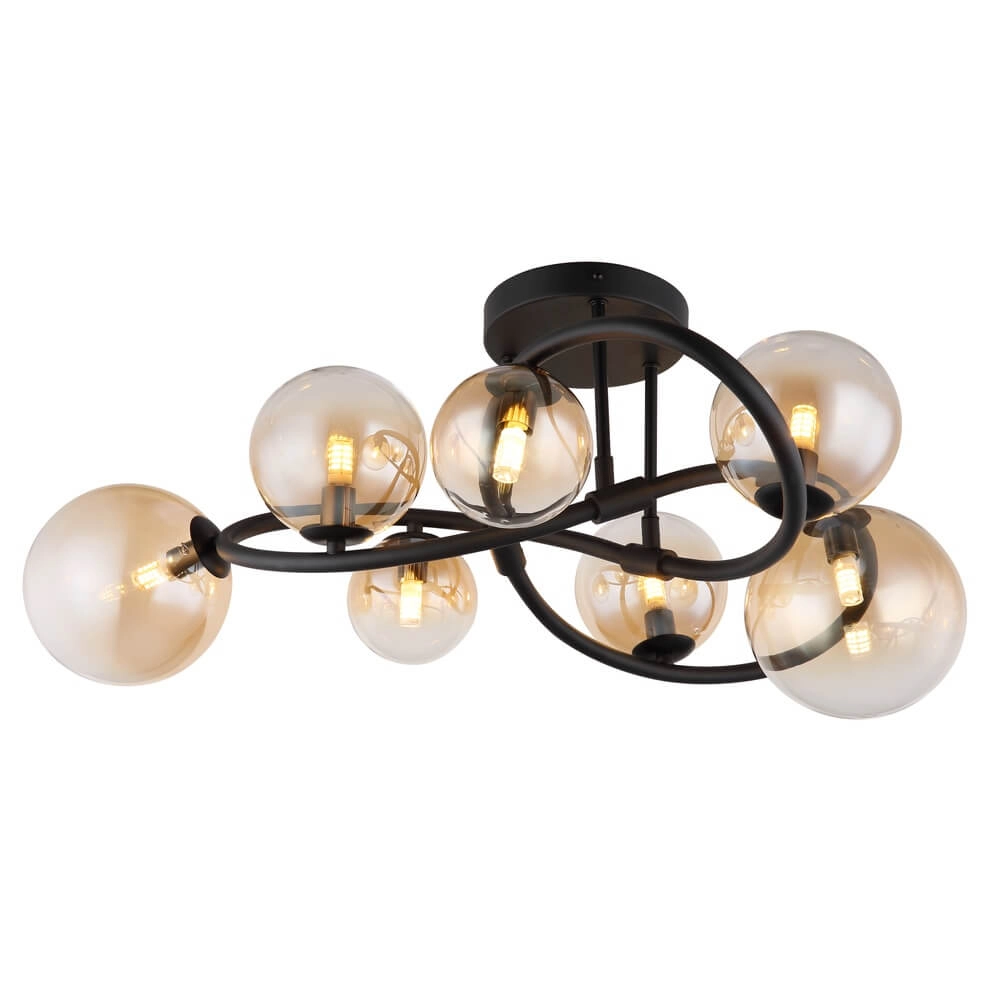 Plafonnier noir Tuberius Design 7-lumière Plafonnier noir Tuberius Design 7-lumière