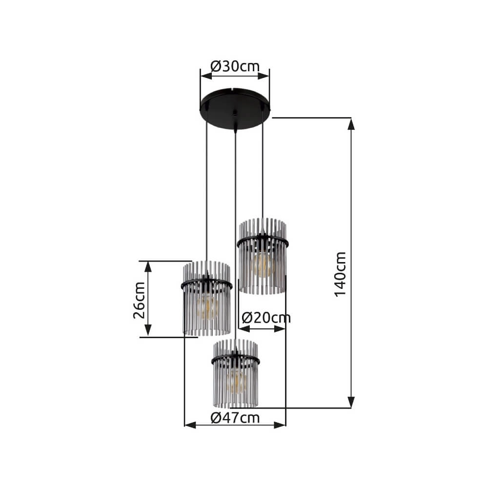 Suspension noire Gorley avec verre fumé rond Ø 47cm Globo 9007371448791