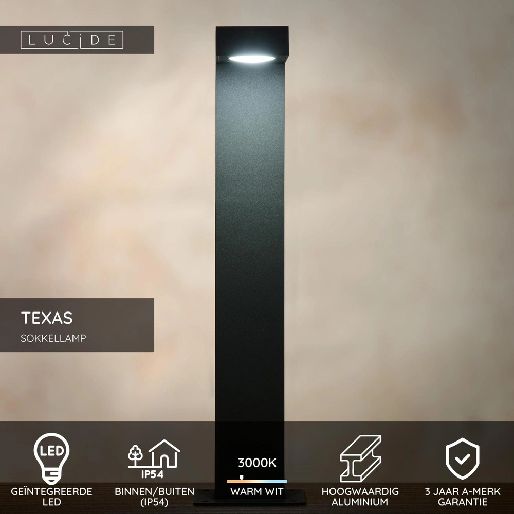 Lampe à piédestal Texas 40 cm d’anthracite Lucide 5411212280466