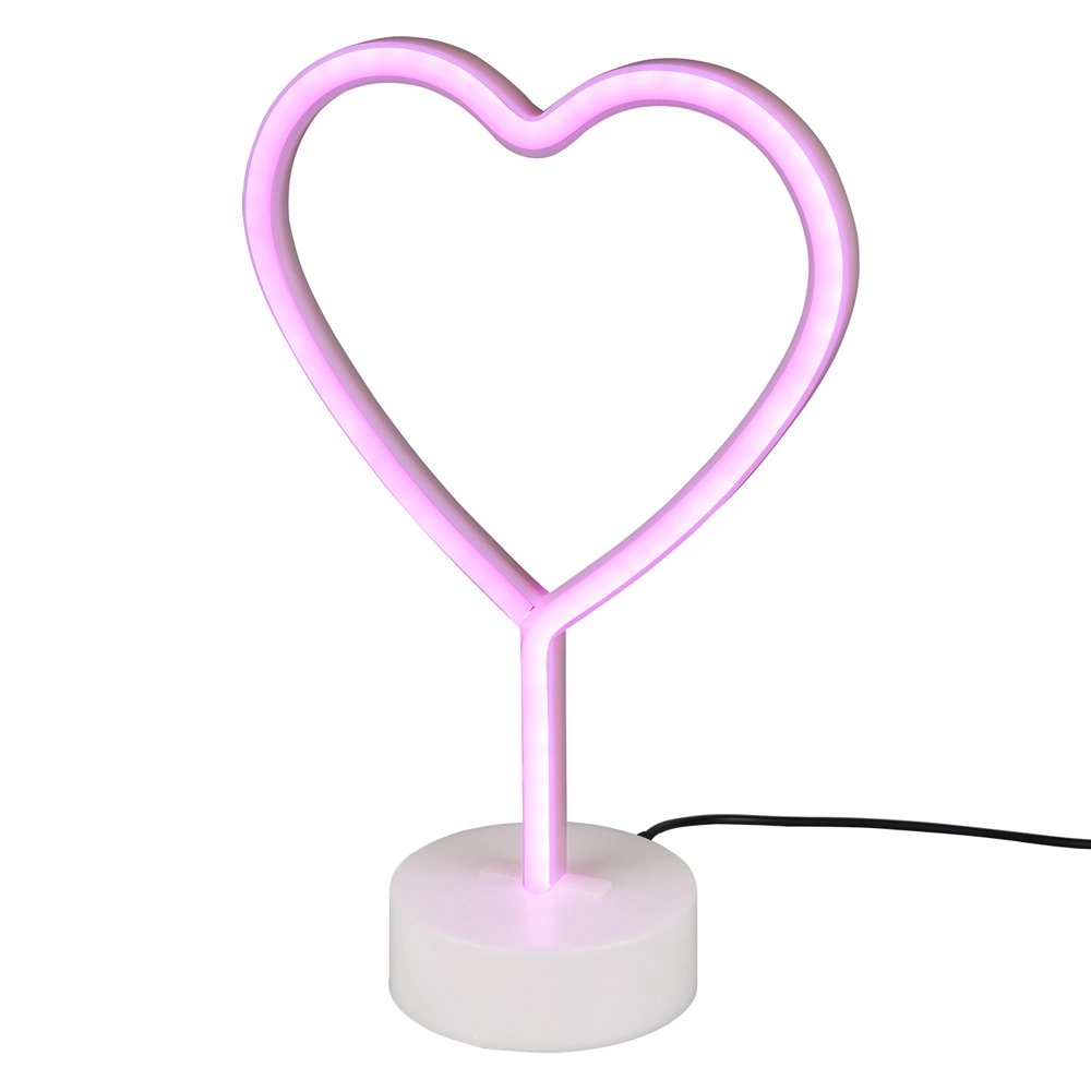 Lampe de table Heart avec la lumière rose
