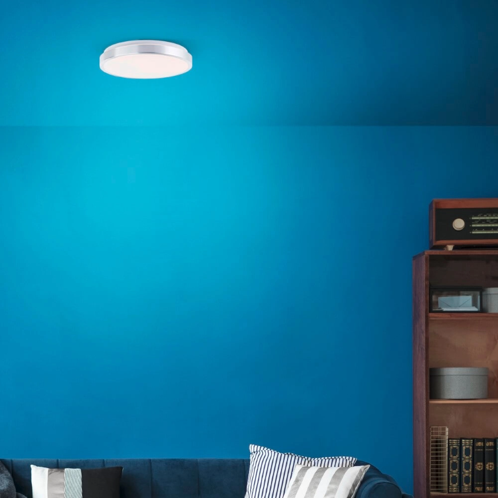 Plafonnier en nickel Livius avec blanc Ø 33cm Brilliant 4004353426476