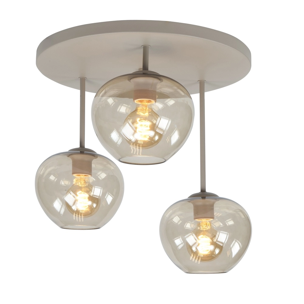 Lampe de plafond à design Fantasy brun sable à 3 lumières