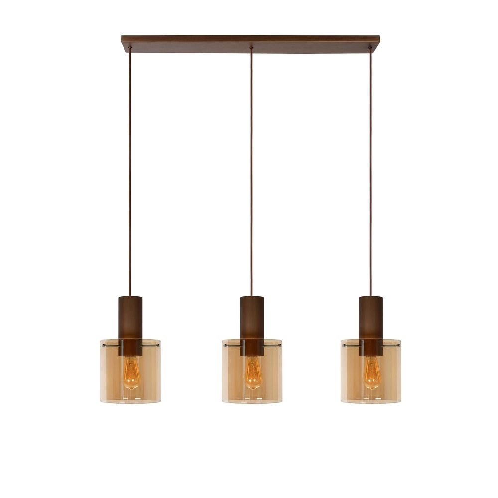 Lampe suspendue Toledo Verre ambré à 3 lumières