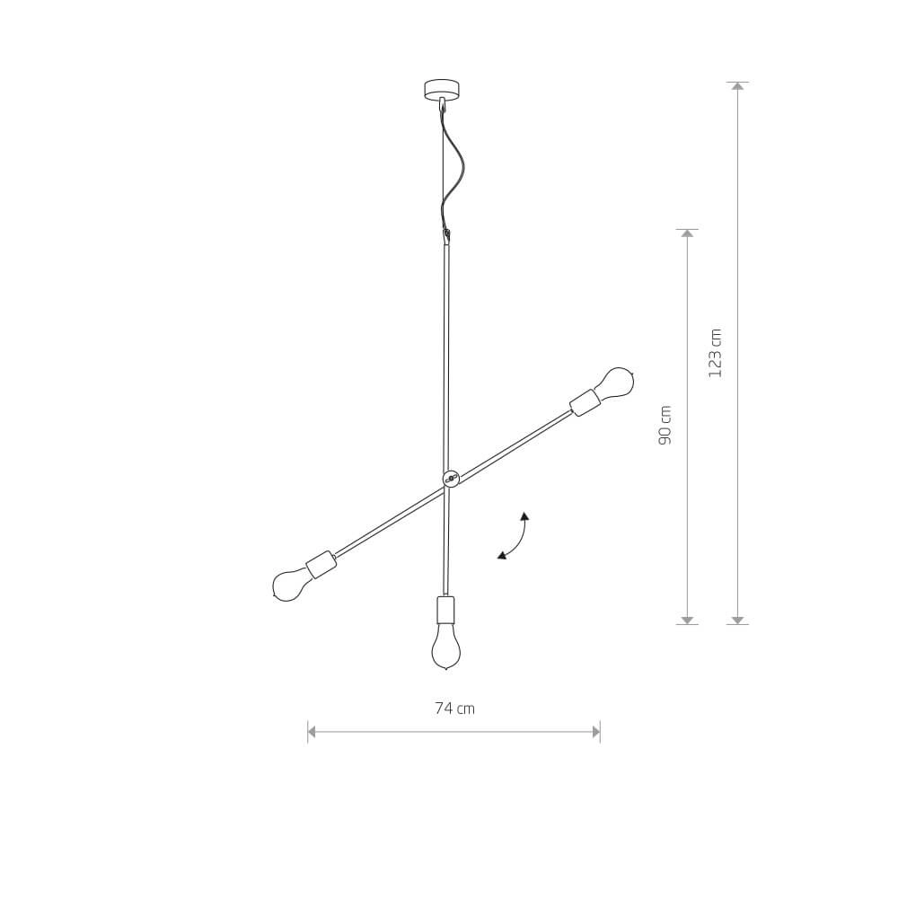 Lampe suspendue 3 lumières Sticks noir avec de l'or Lyora 5903139626897