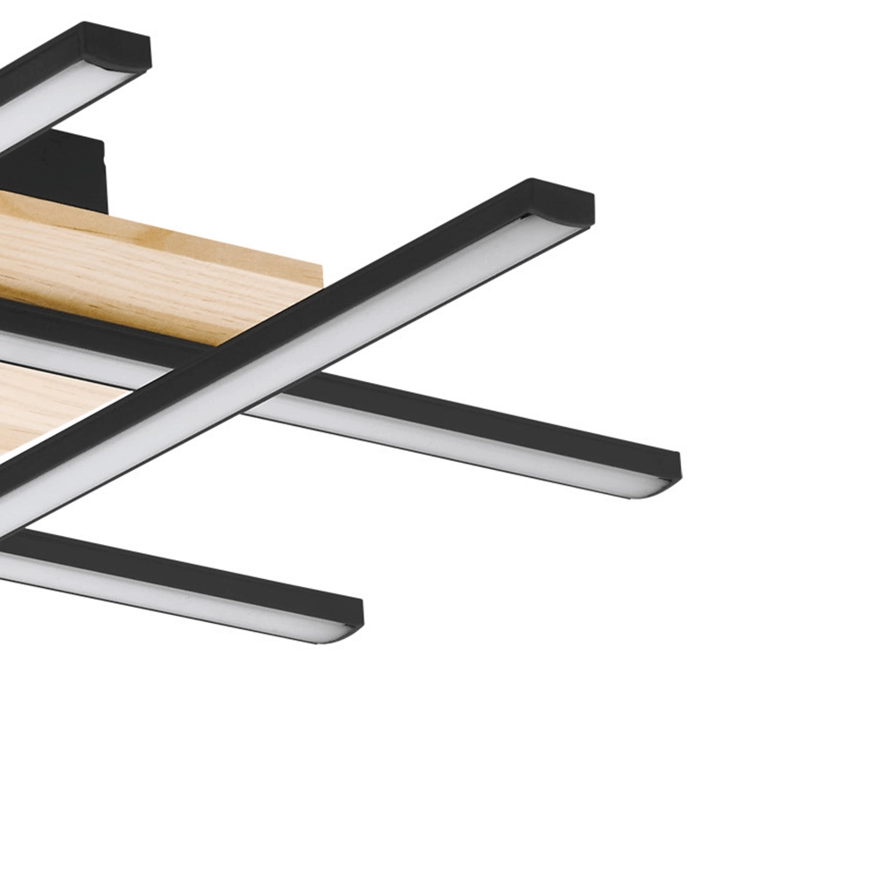 Plafonnier Marinello 1 noir avec du bois Eglo 9002759997939