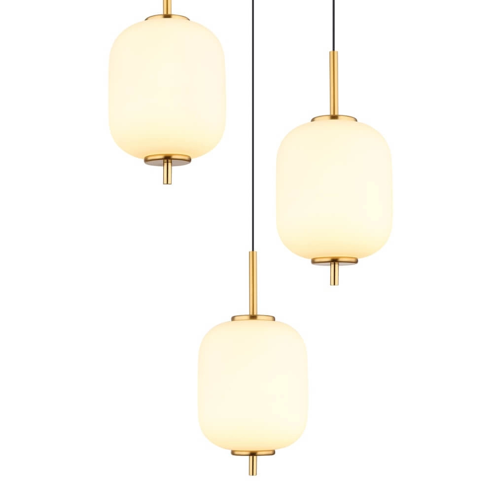 Suspension dorée Ewald 3 lumières Ø 37,5cm verre blanc Globo 9007371446582