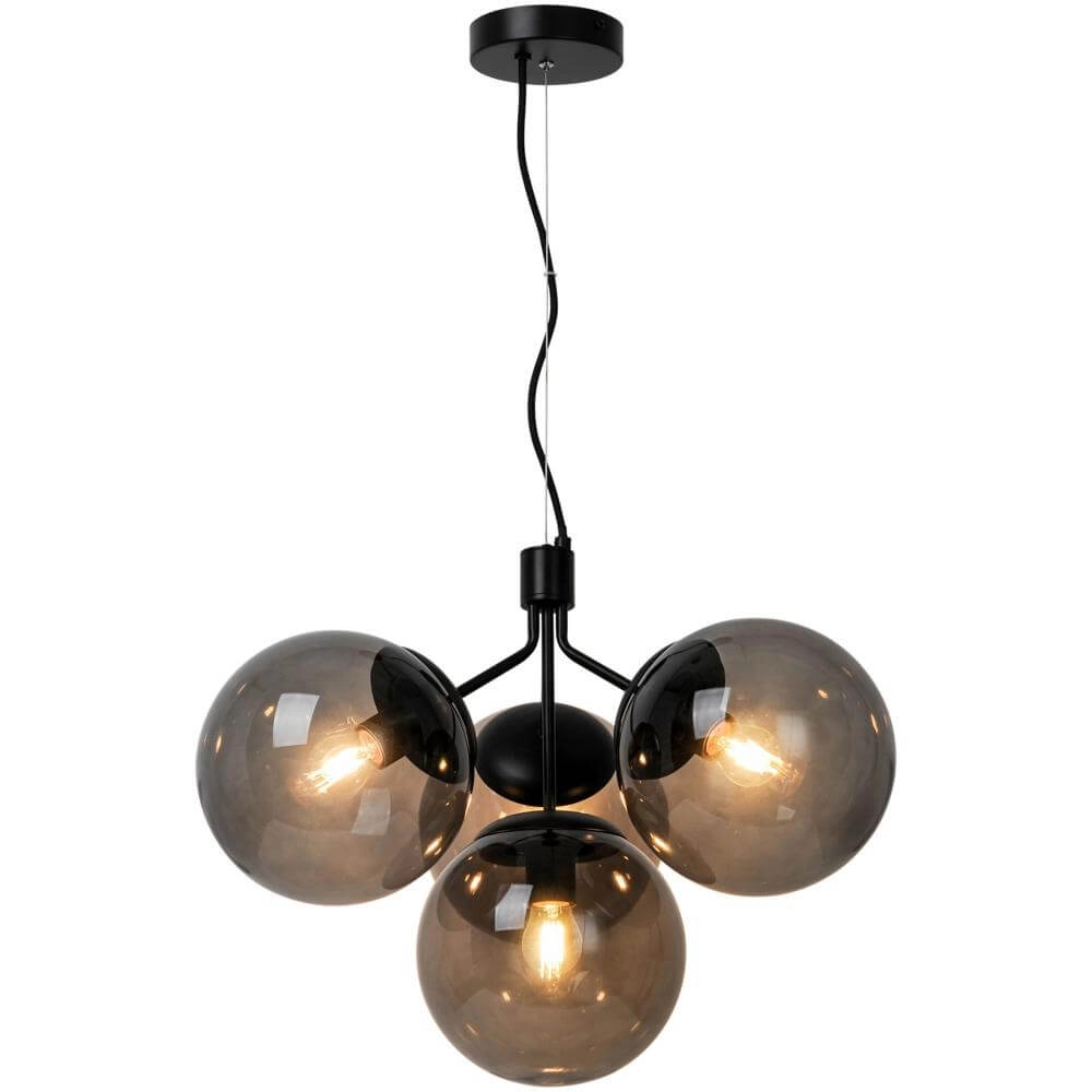 Suspension 4 lumières Ivona noir avec verre fumé Nordlux 5704924005312