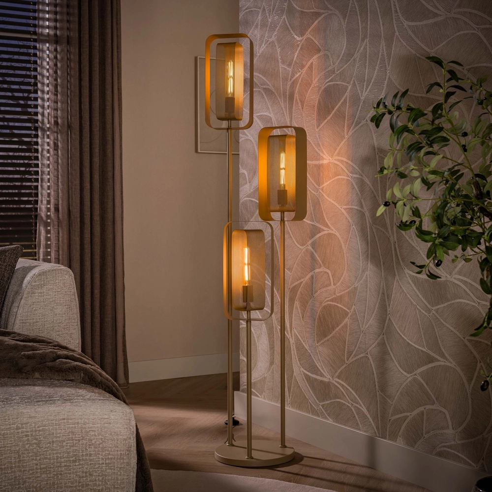 Lampe sur pied unique Mesh brun sable