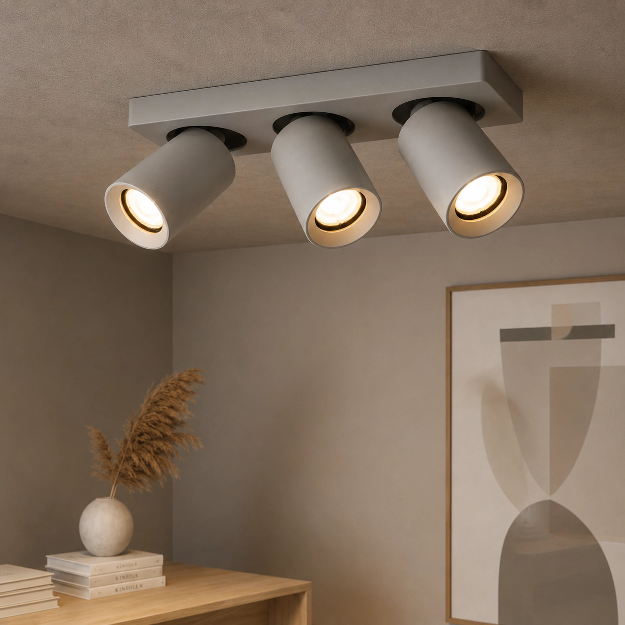 Spot en saillie 3 lumières Megano gris orientable