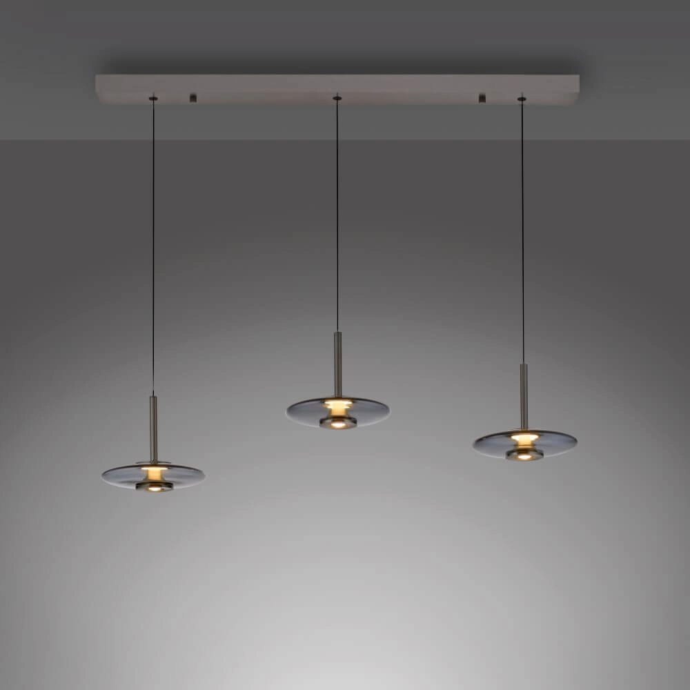 Lampe suspendue 3 lumières Pure Vitrum conception gris Paul Neuhaus 4012248382646