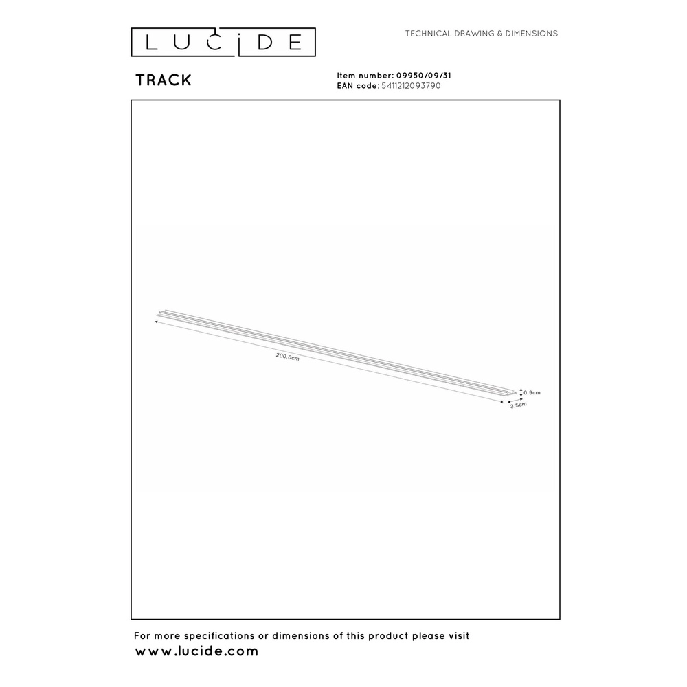 Couverture ferroviaire Track 2 mètres de blanc Lucide 5411212093790