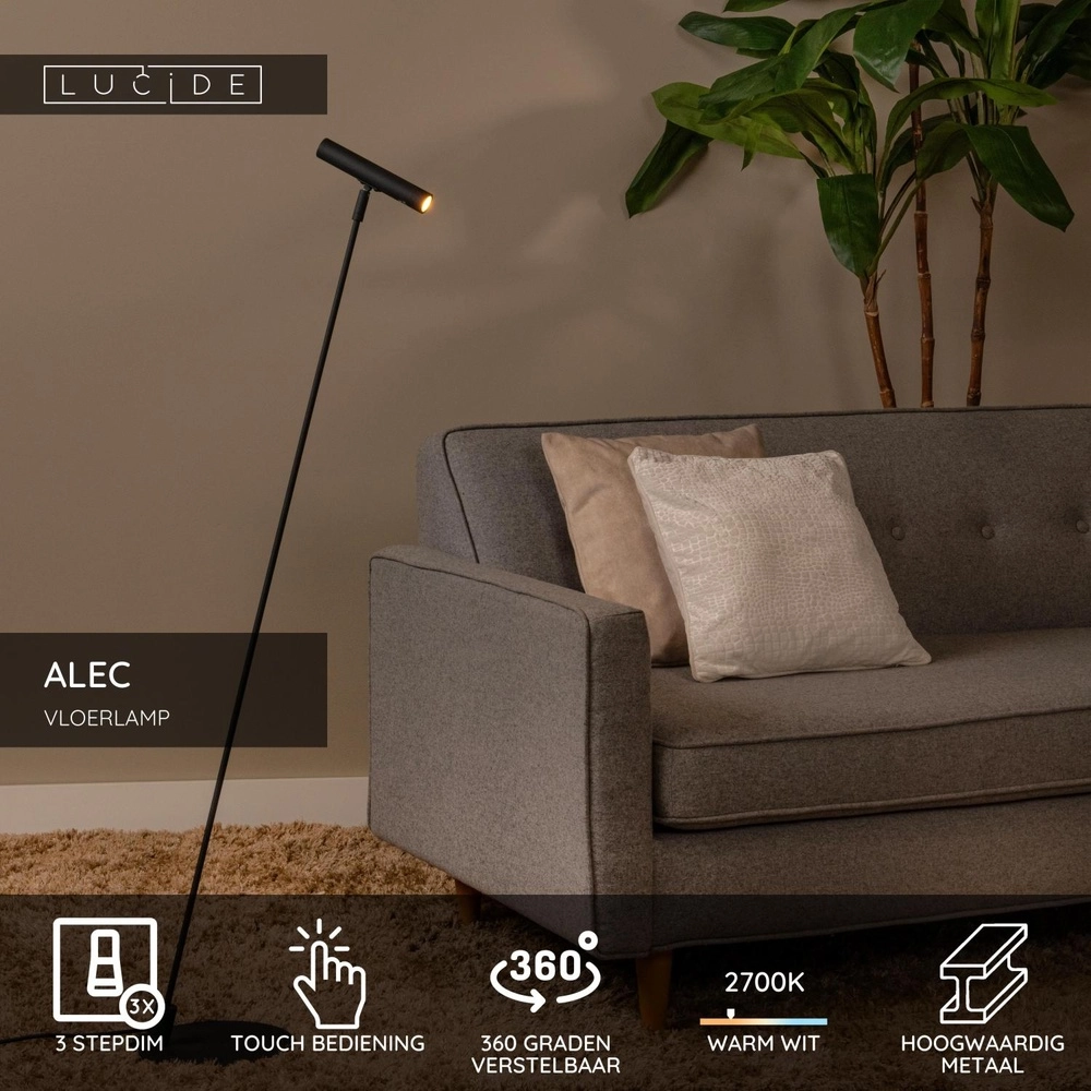 Lampe de pied Alec Noir de conception Lucide 5411212031976