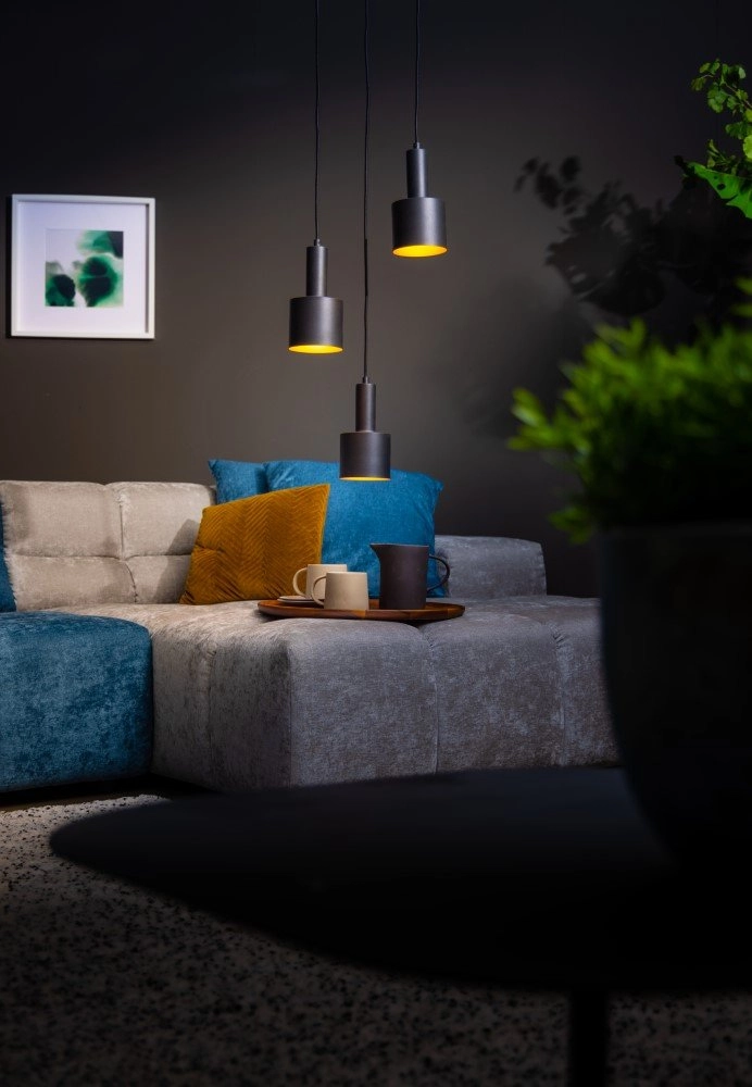 Lampe suspendue noire Sledge 3 lumières noir avec or ETH 8720195300915