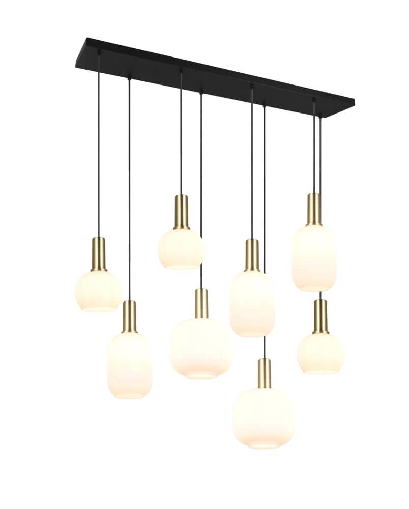 Lampe suspendue pour salle à manger Diva 8 lumières - verre blanc Trio 4017807614527