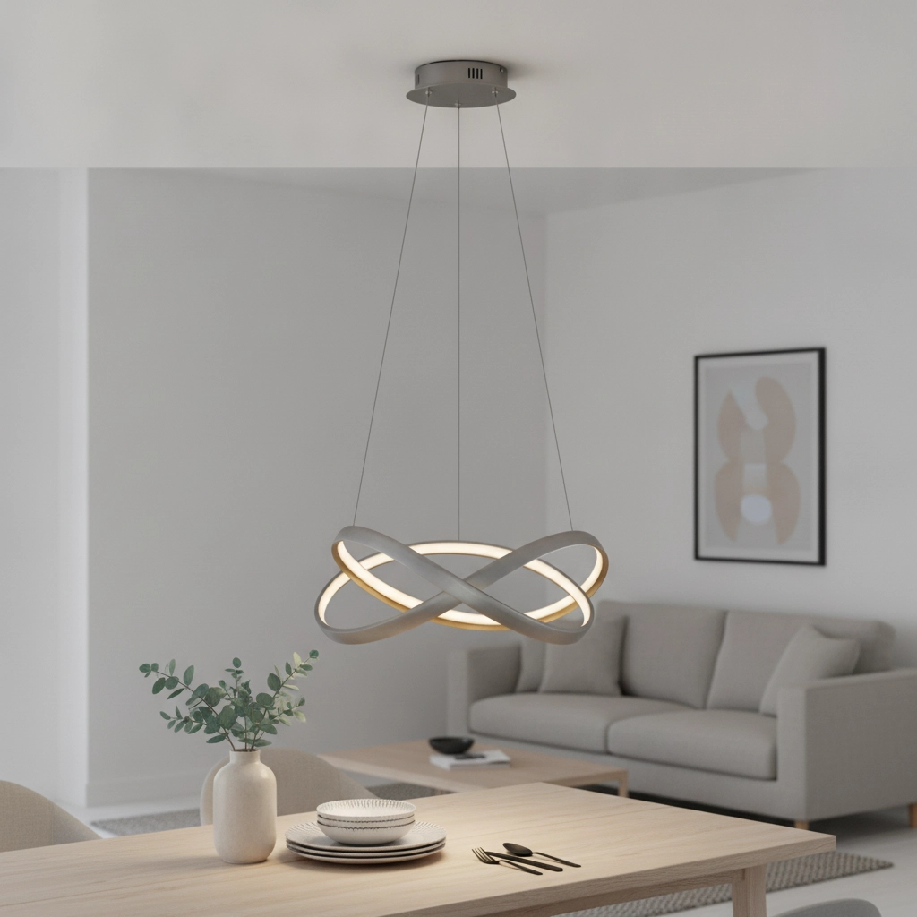 Suspension design Odrey gris argenté avec or