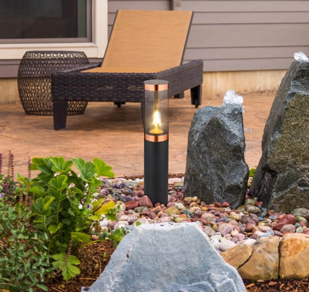 Lampe de terrasse noire avec cuivre rouge Boston Globo 9007371430925