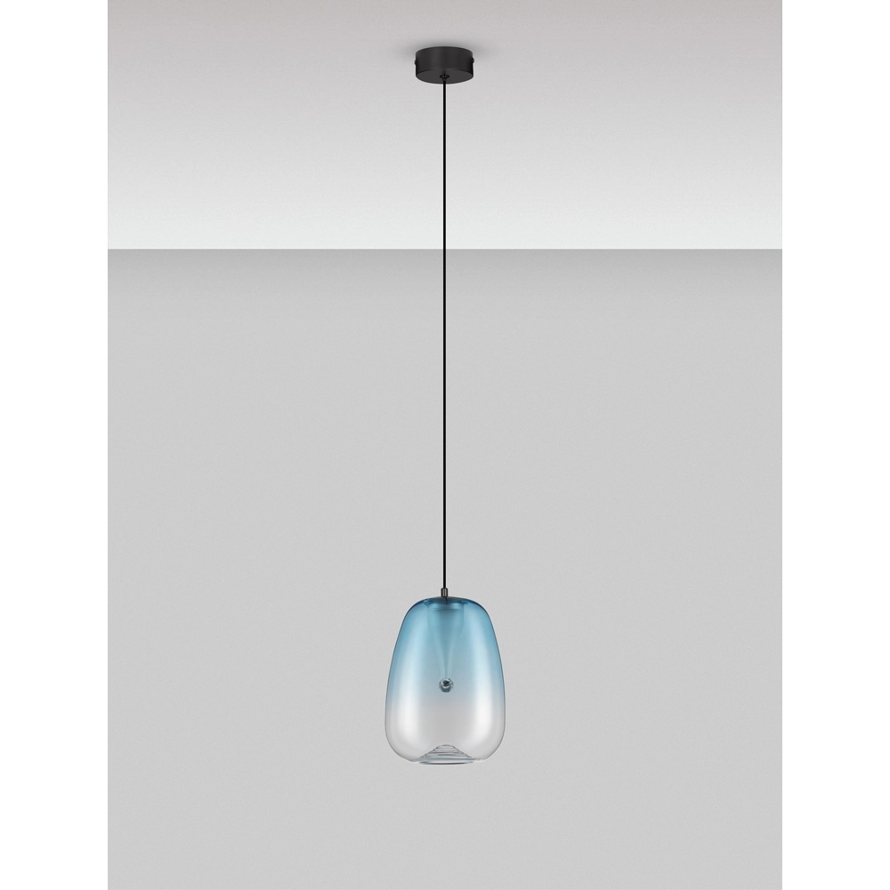 Suspension design Oblo 1 verre bleu clair Lyora 5212017474117
