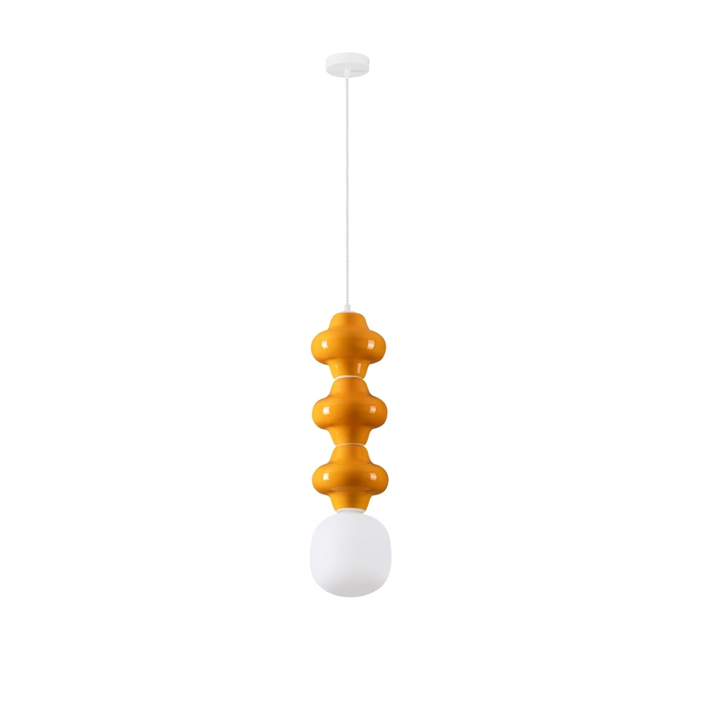 Suspension Clio L céramique orange avec verre blanc Lyora 5212017461322