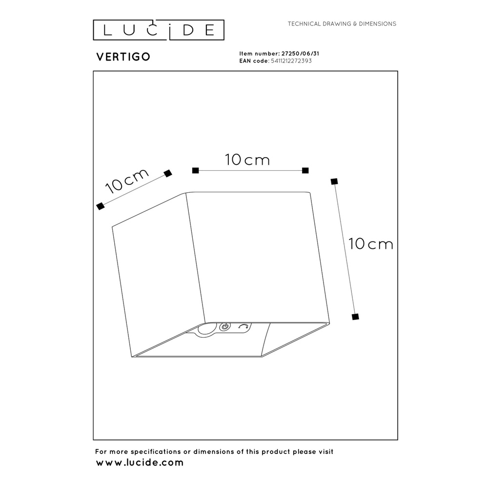 Lampe murale rechargeable Vertigo Blanc magnétique Lucide 5411212272393