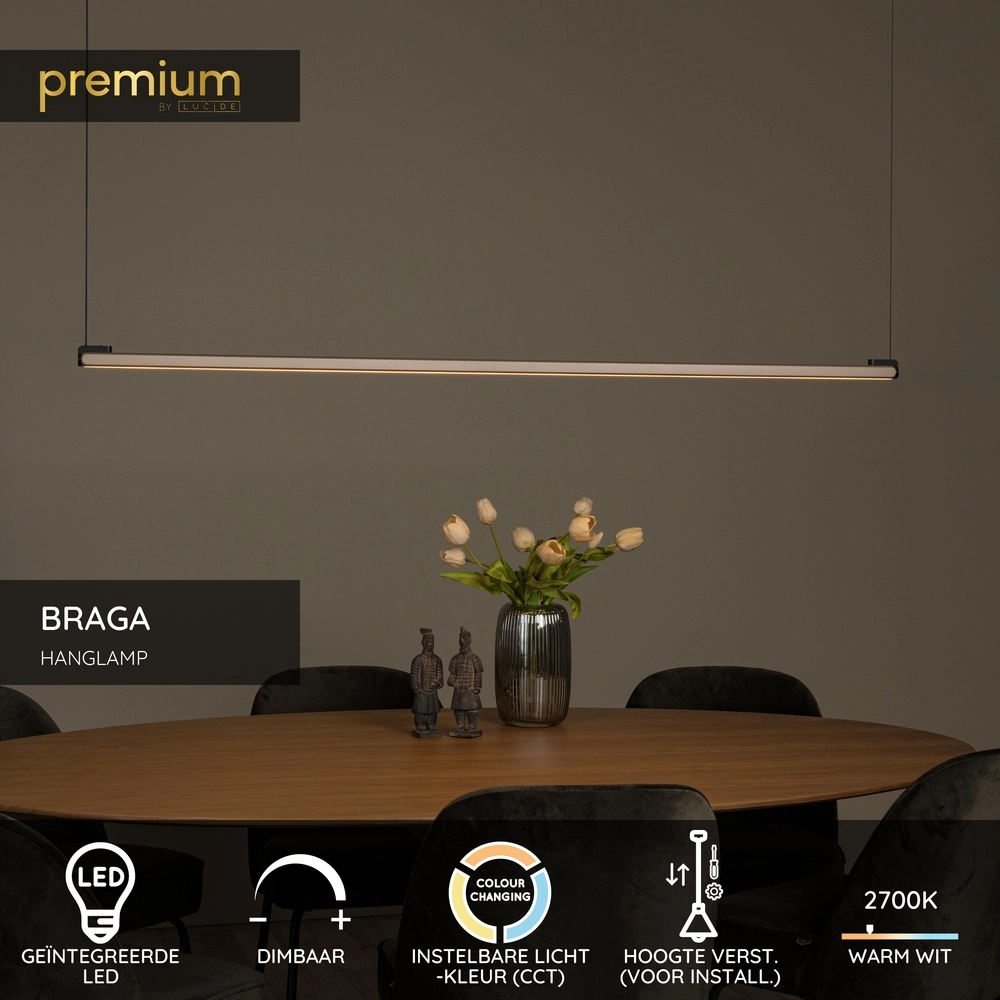 Suspension LED élégante Braga 150cm - champagne Premium by Lucide 5411212234445