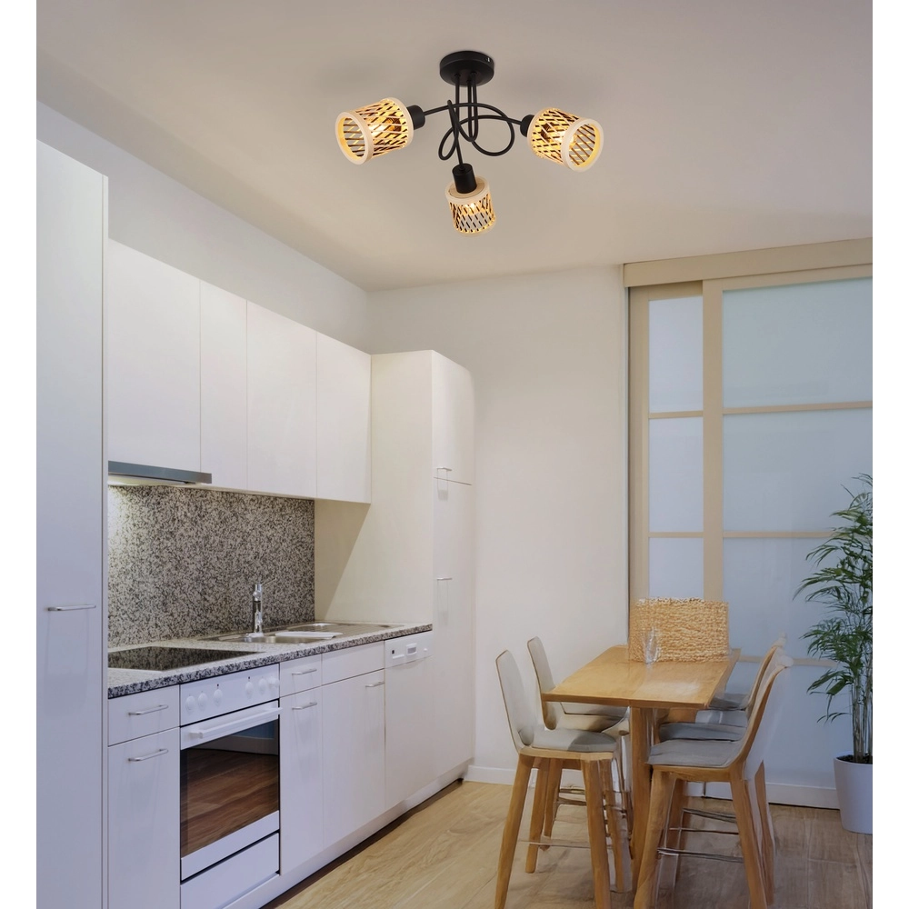 Lampe de plafond à 3 lumières Mali Noir Globo 9007371525720
