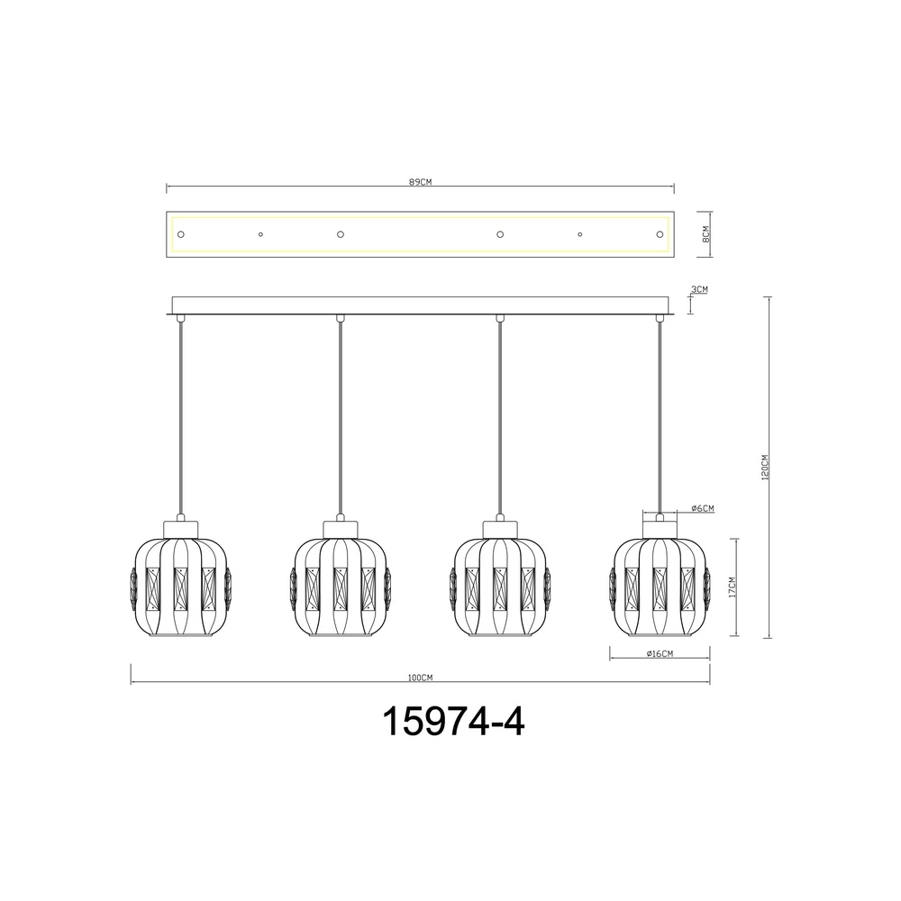 Lampe pendante de salle à manger Arlen Marron sable à 4 tons clairs Globo 9007371580569