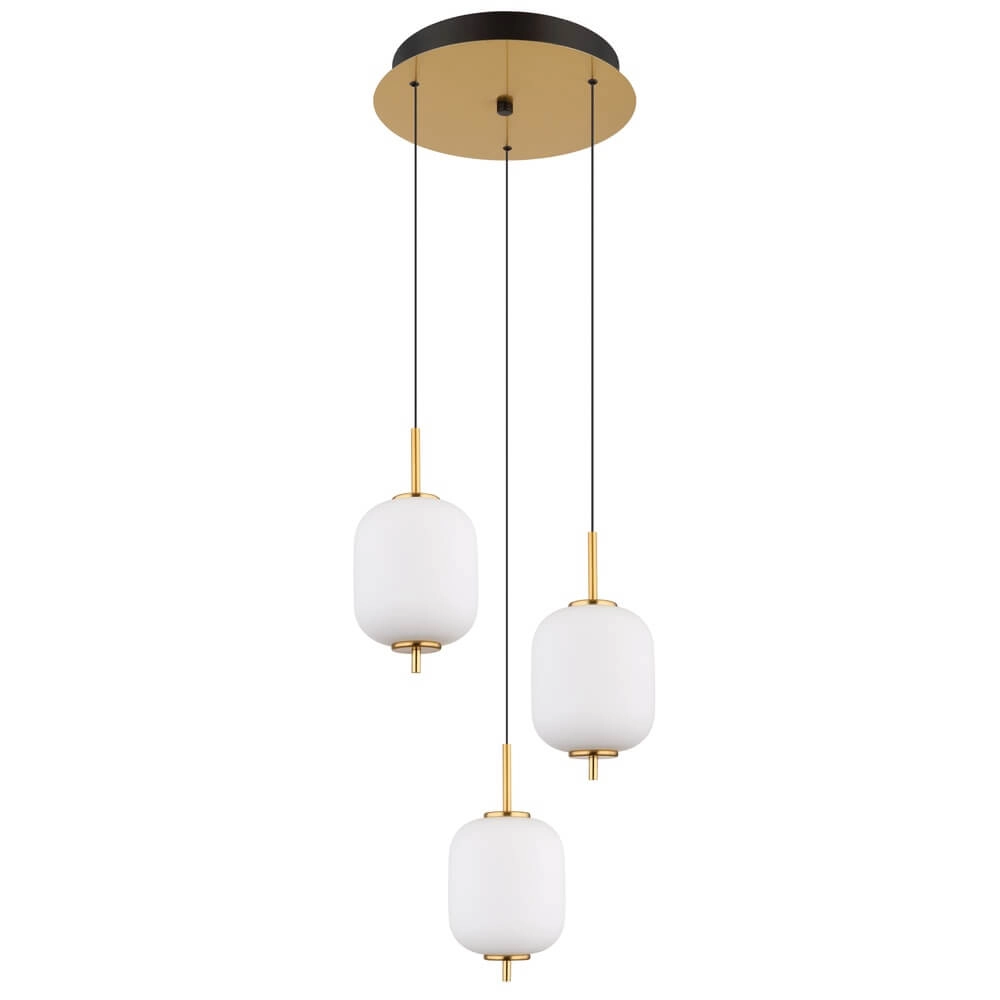 Suspension dorée Ewald 3 lumières Ø 37,5cm verre blanc Globo 9007371446582