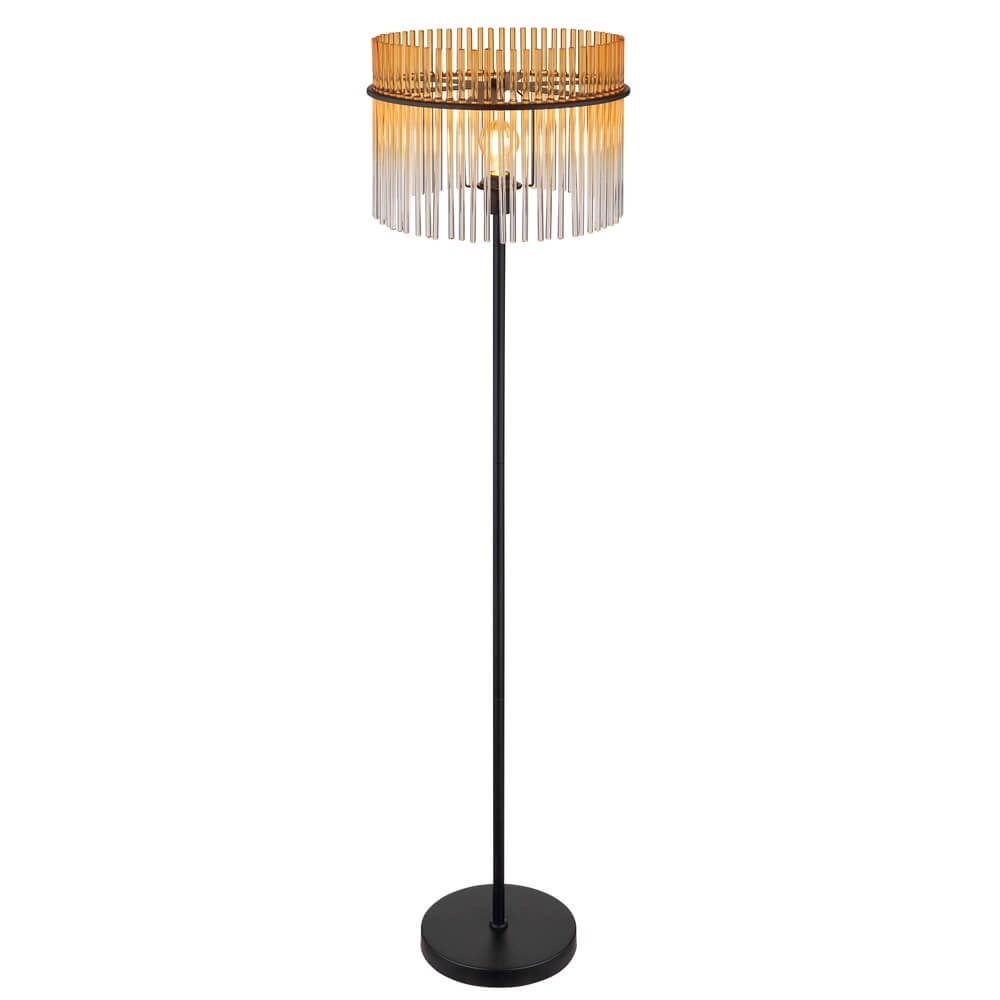 Lampadaire noir Gorley avec verre ambré Ø 38cm Globo 9007371462995
