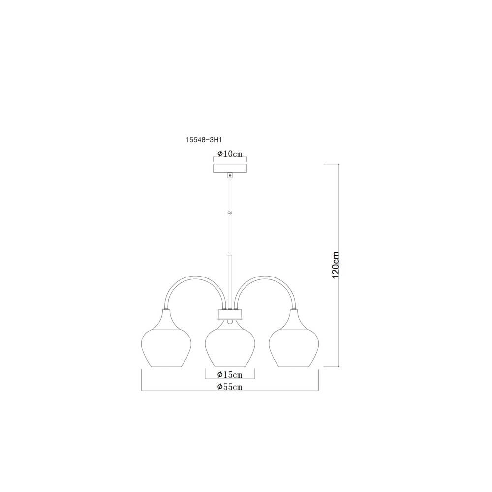 Suspension 3 lumières Maxy noir avec verre fumé Globo 9007371468188