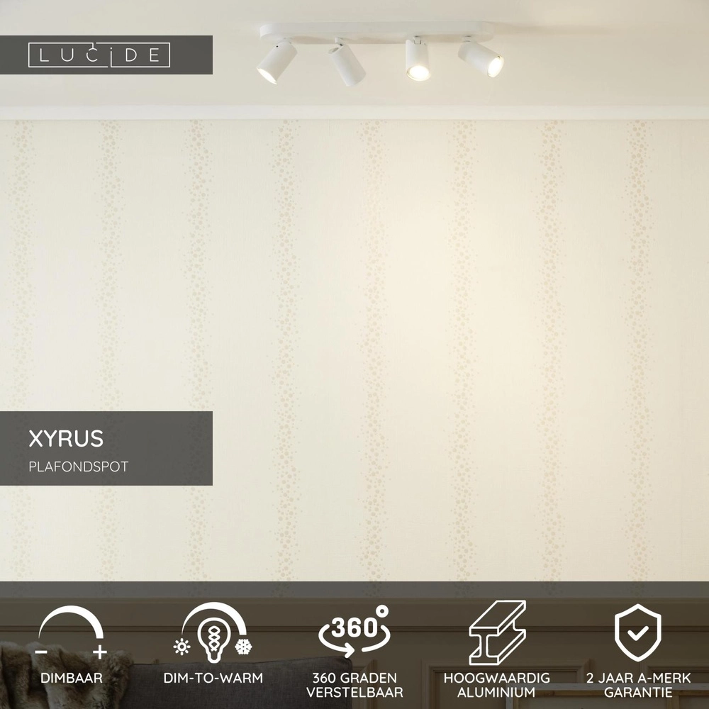 Projecteur de plafond Xyrus Blanc à 4 lumières Lucide 5411212234223