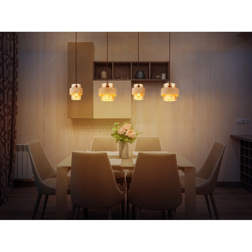 Lampe suspendue à 4 lumières Daren noir avec marbre Globo 9007371592654