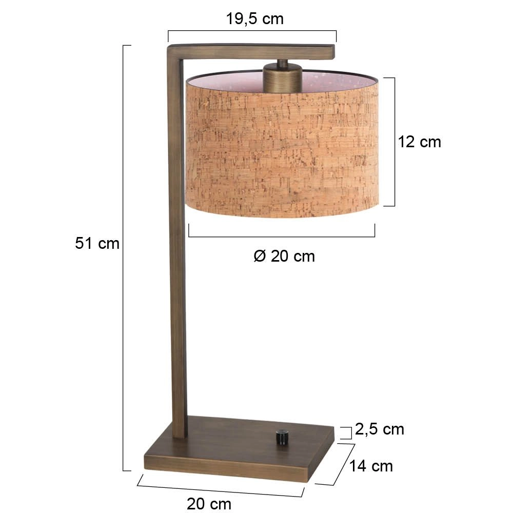 Lampe de table Stang avec un bouchon en liège Steinhauer 8712746189742