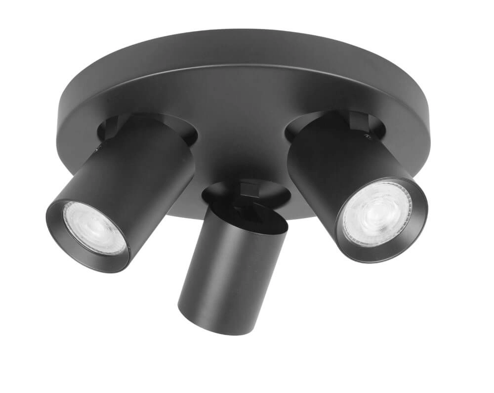 Spot en saillie Oliver 3 lumières noir mat